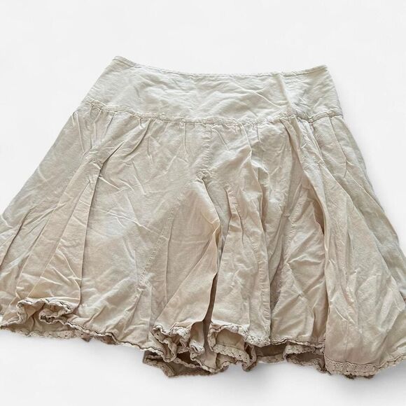 Vintage y2k cotton cream ivory ruffle pleated skirt size large - Picture 3 of 7